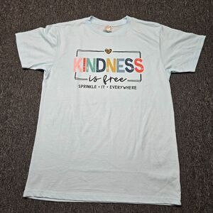 Love In Faith Womens T‑Shirt M Light Blue Kindness Is Free Christian Graph Tee